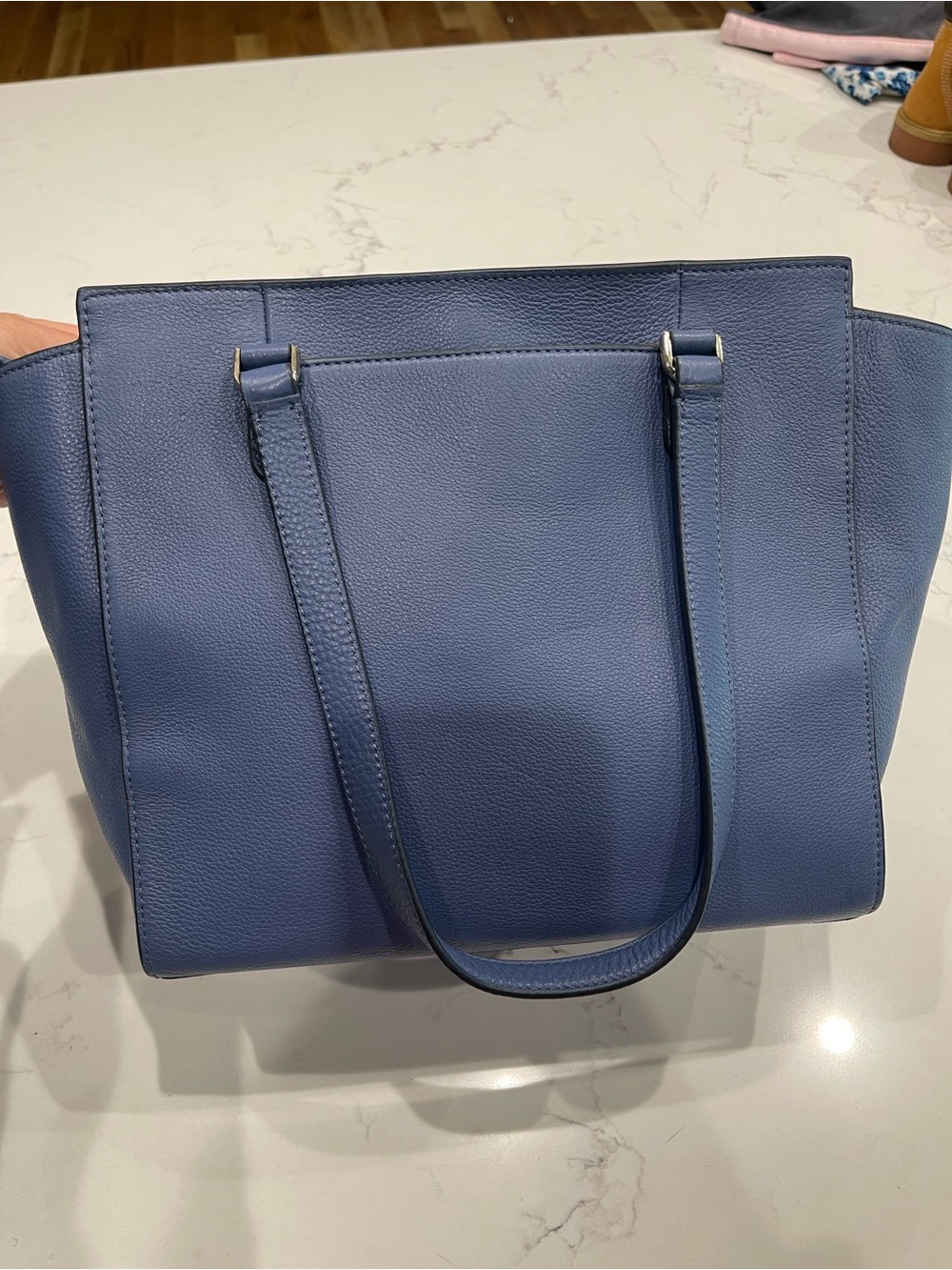 kate spade navy pebbled leather tote with gold logo - Picture 10 of 14